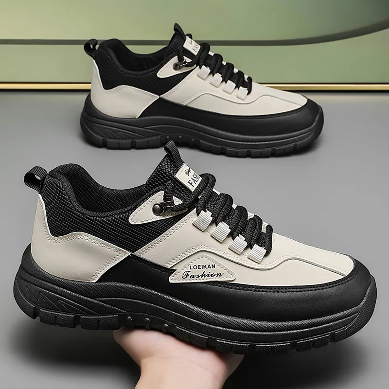 Primavera 2025 nova tendência da moda, sapatos de trabalho retrô britânicos duráveis, esportes ao ar livre sapatos casuais impermeáveis