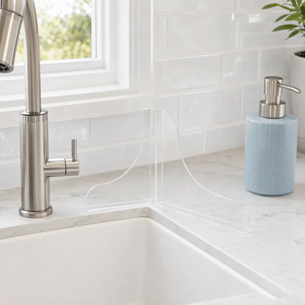 2pcs Self Adhesive Shower Splash Guard Acrylic Silicone Base Bathtub Corner Guard Clear Transparent Waterproof Shield