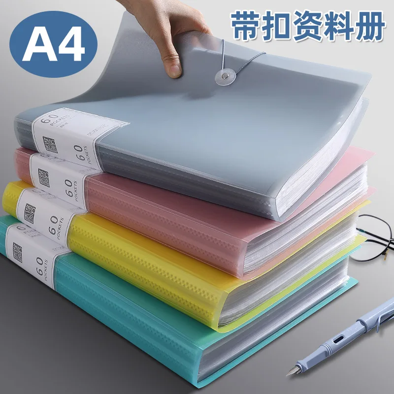 

2PCS A4 Semi Transparent Folder Organizing and Storing Student Exam Papers and Certificates Office Archive Data Collection Book