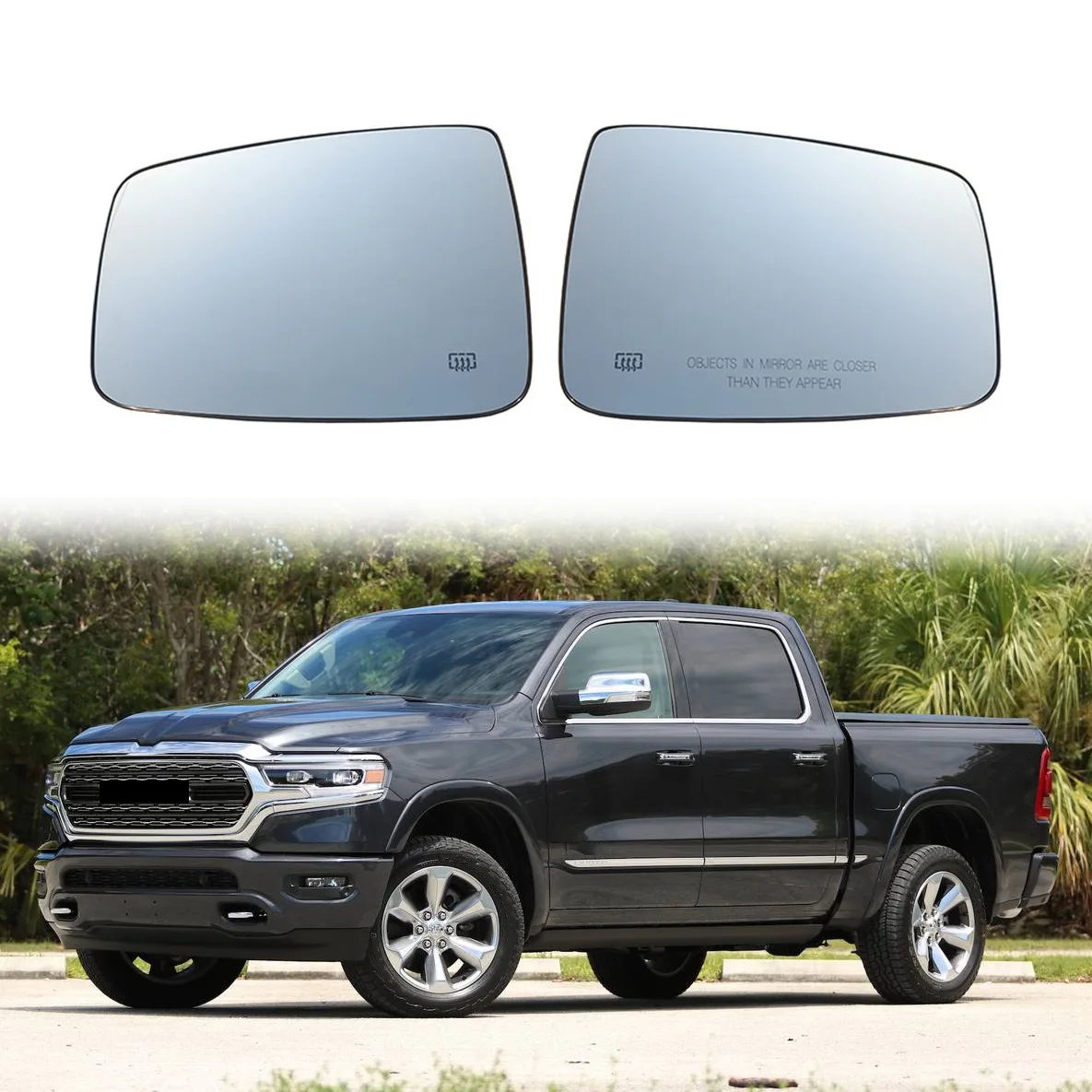 For 2009-2019 Dodge RAM 1500 2500 Car Front Left Heated Side Door Wing Rear View Mirror Lens Glass