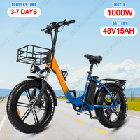 Ridstar MN20 Electric Bicycle 1000W Powerful Motor 48V15AH Lithium Battery Electric Bike Adult 20*4 Inch Off-road Fat Tire EBike