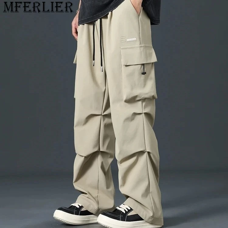 

2024 New Summer Cargo Pants Men Streetwear Multi-Pockets Wide Leg Casual Pants Male Loose Straight Trousers Plus Size 8XL