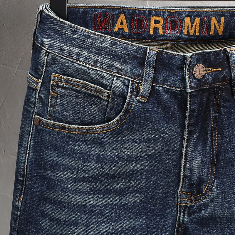 Fashion Designer Men Jeans High Quality Retro Washed Blue Stretch Elastic Slim Fit Vintage Jeans Men Trousers Casual Denim Pants