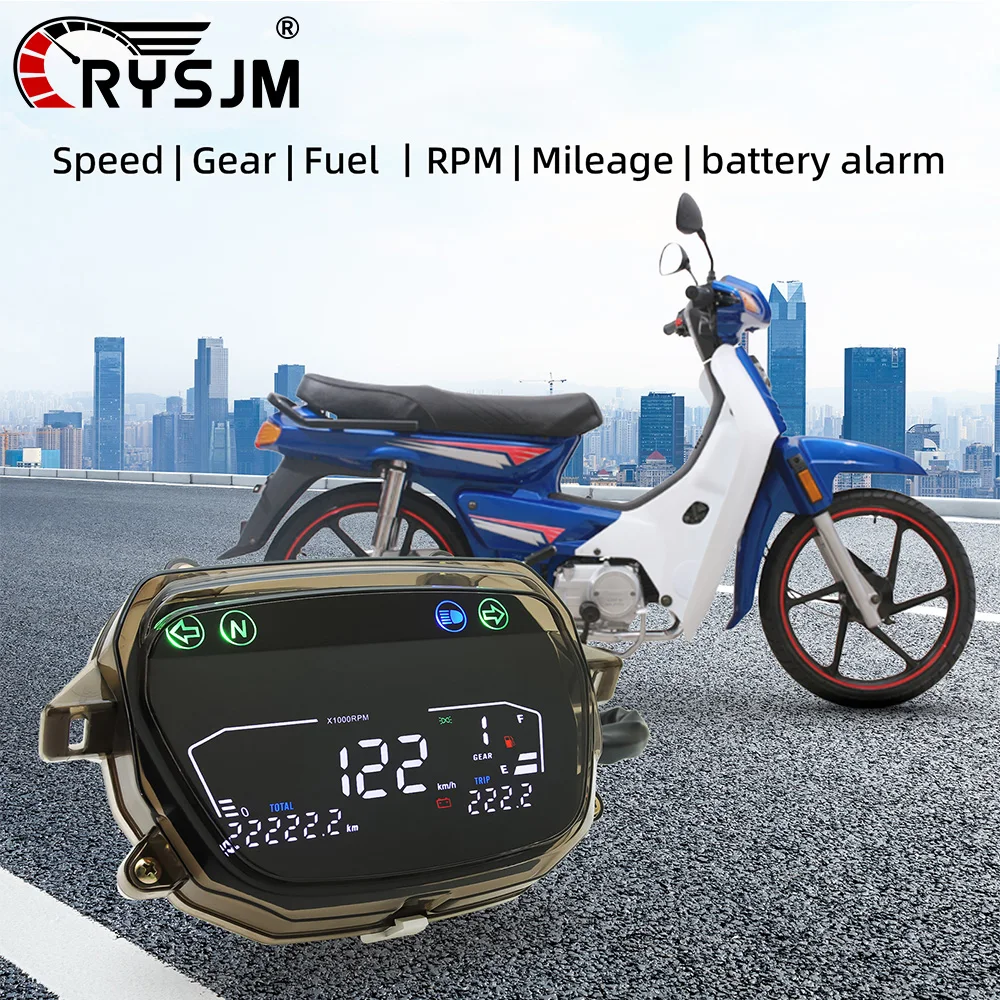 

Motorcycle Speedometer Digital Instrument Waterproof Speed Gear Fuel RPM Mileage Meter For Honda Demak EX90 Digital LED Odometer