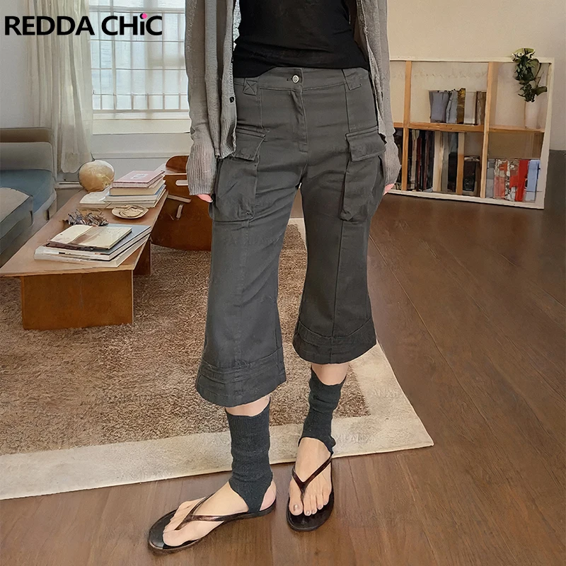 Shorts de Mezclilla ReddaChic de Cintura Baja para Mujer, Estilo Acubi, Grunge, Gris, Relajados, Tipo Cargo, Bermuda, Denim, Moda Coreana, Estilo Urbano