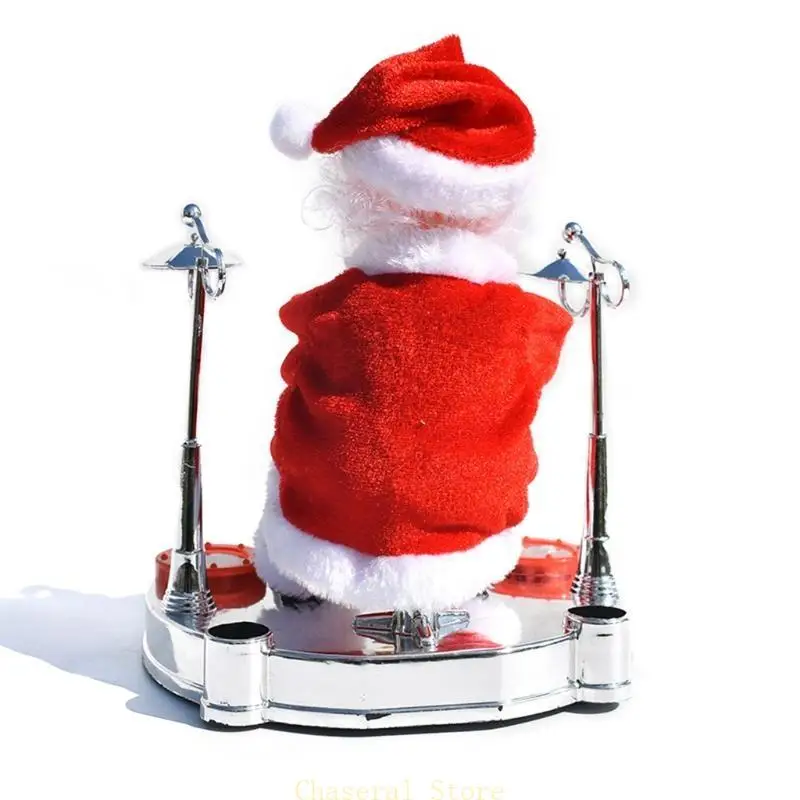 E7CE Electric Santa Blowing Saxophone for Doll Interactive Toy Electric Christmas Dancing Toy Electric Plush Doll Toy