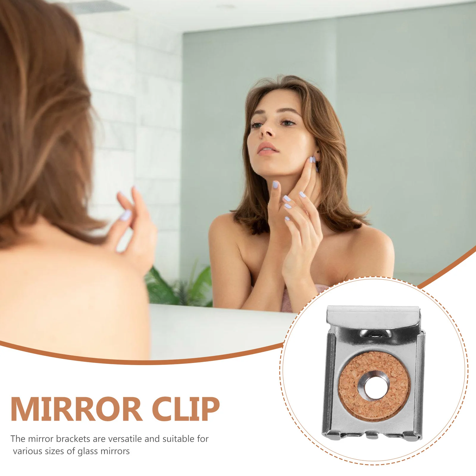 

6Sets Mirror Clips Glass Support Clamp Brackets Stainless Steel Glass Panel Retaining Clips for Mirror Mounting