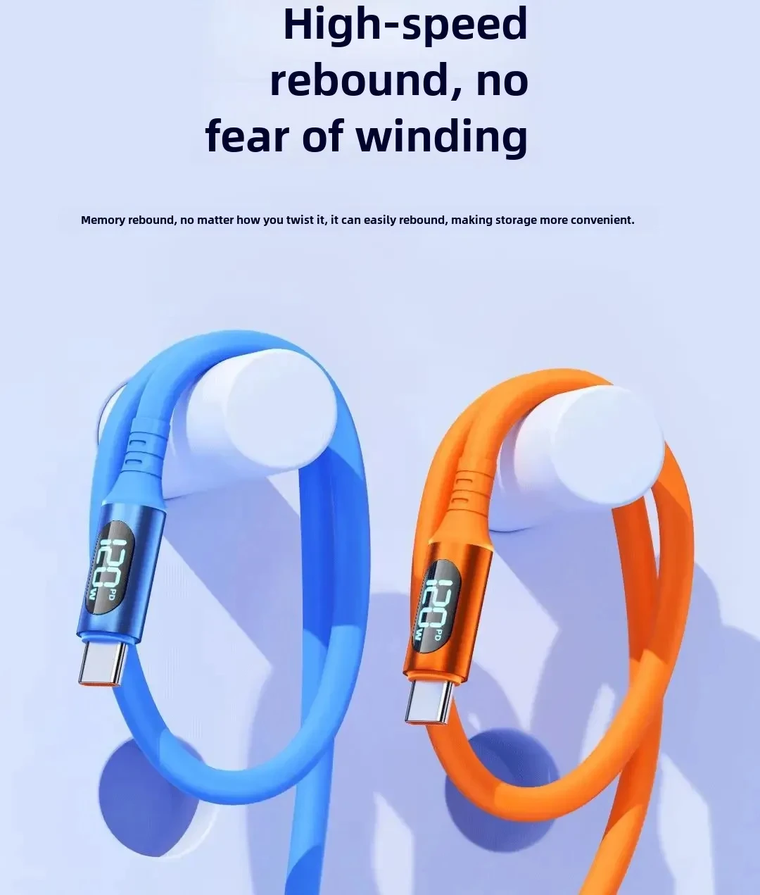 NNBILI 6A USBC To Type C Fast Charging 120W USB Type C LED Digital Display Cable For Samsung HUAWEI Xiaomi Oppo Vivo Charge Cord