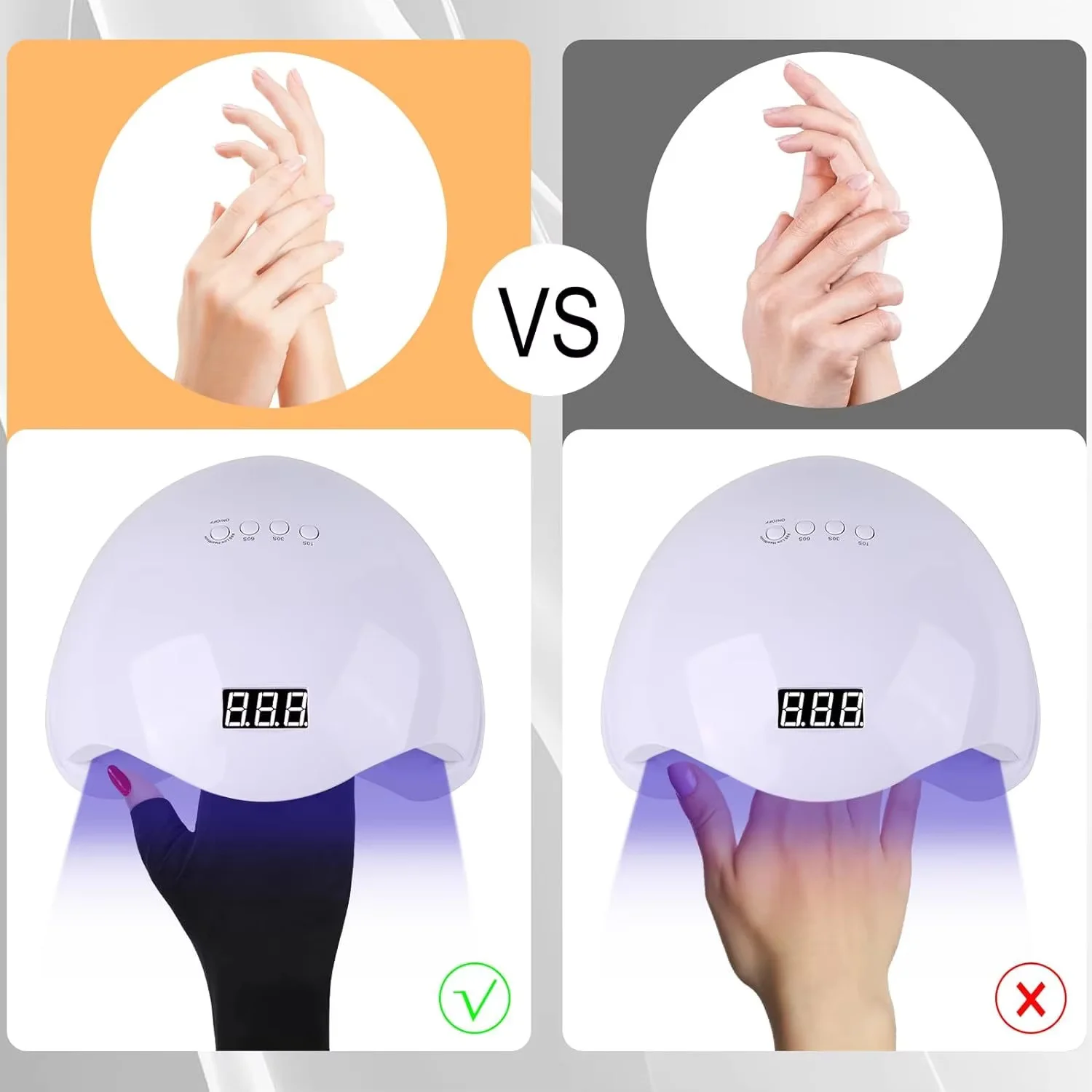 스타일리시하고 다채로운 네일 보호 장갑으로 자외선 차단과 손톱 변색 방지 기능을 제공하며 자외선 차단 기능이 특징입니다.