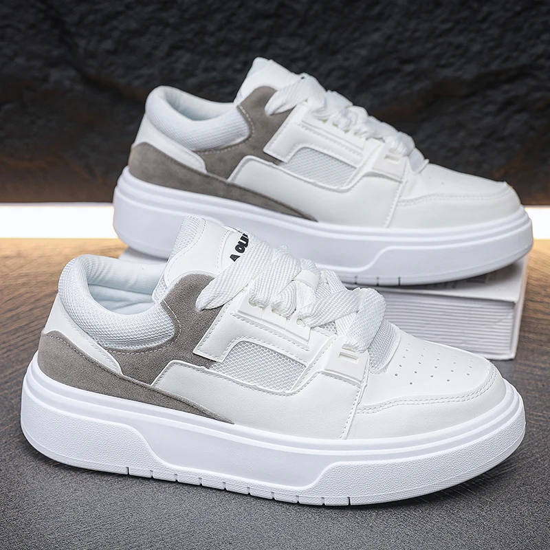 2024 New Trend Men's Sneakers Designer Platform Sports Shoes Men Comfortable Leather Skateboard Shoe Man White Casual Sneaker