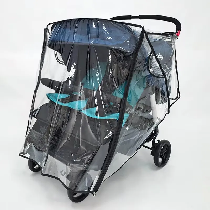 

Twin Stroller Rain Cover Windshield Double Front Stroller Universal Rainproof Warm Cover Cart Raincoat Baby Stroller Accessories