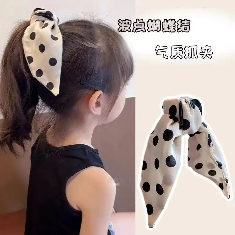 Vintage Korean Solid Color Scrunchies Long Hair Claw Hair Ties for Women Lady Ponytail Scarf Sweet Elastic Band Hair Accessories