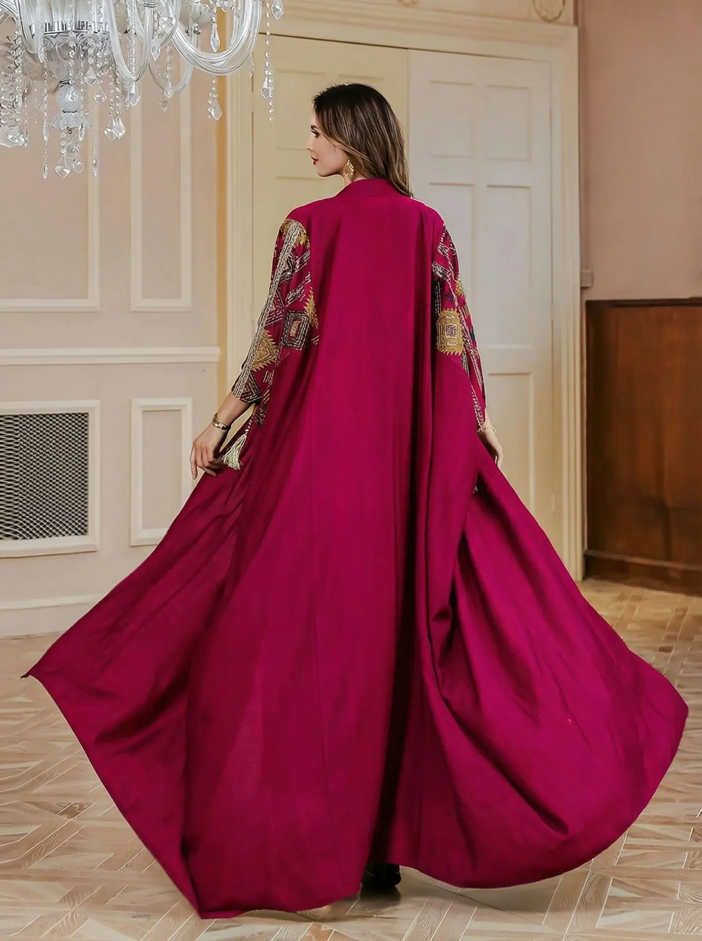 Dubai Robe Damen Muslimisches Luxusmode-Kleid Abaya Leichtes Luxus-Abendkleid Abaya bestickte Robe