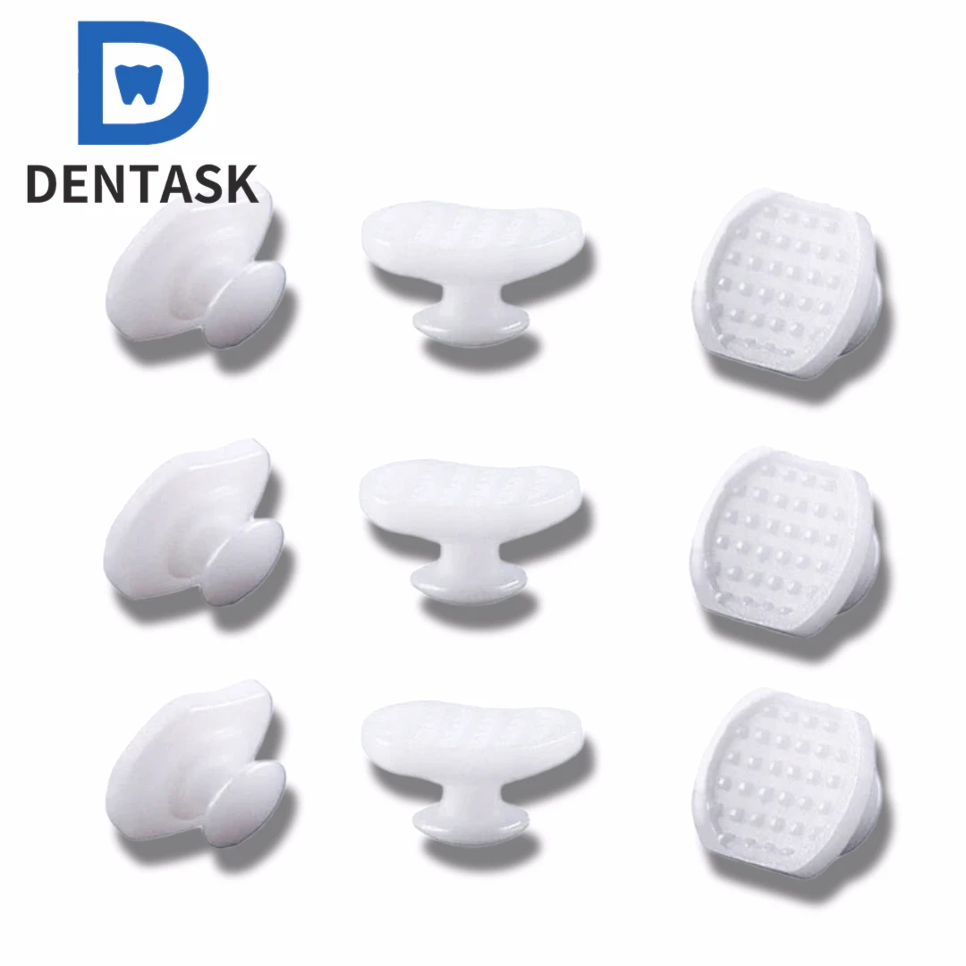 10pcs/Bag DENTASK Dental Orthodontic Composite Ceramic Lingual Buttons for Bondable Round Rectangular Base Orthodontics Material