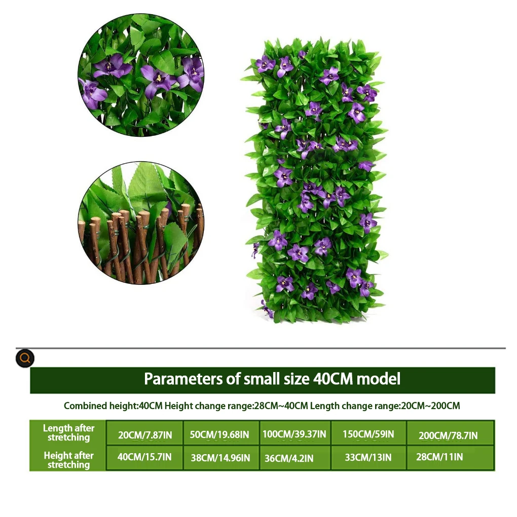 Pagar Simulasi Pagar Teleskopik Bunga Palsu Daun Hijau Pagar Kayu Daun Ivy Palsu Buatan untuk Bangunan Dekorasi Taman