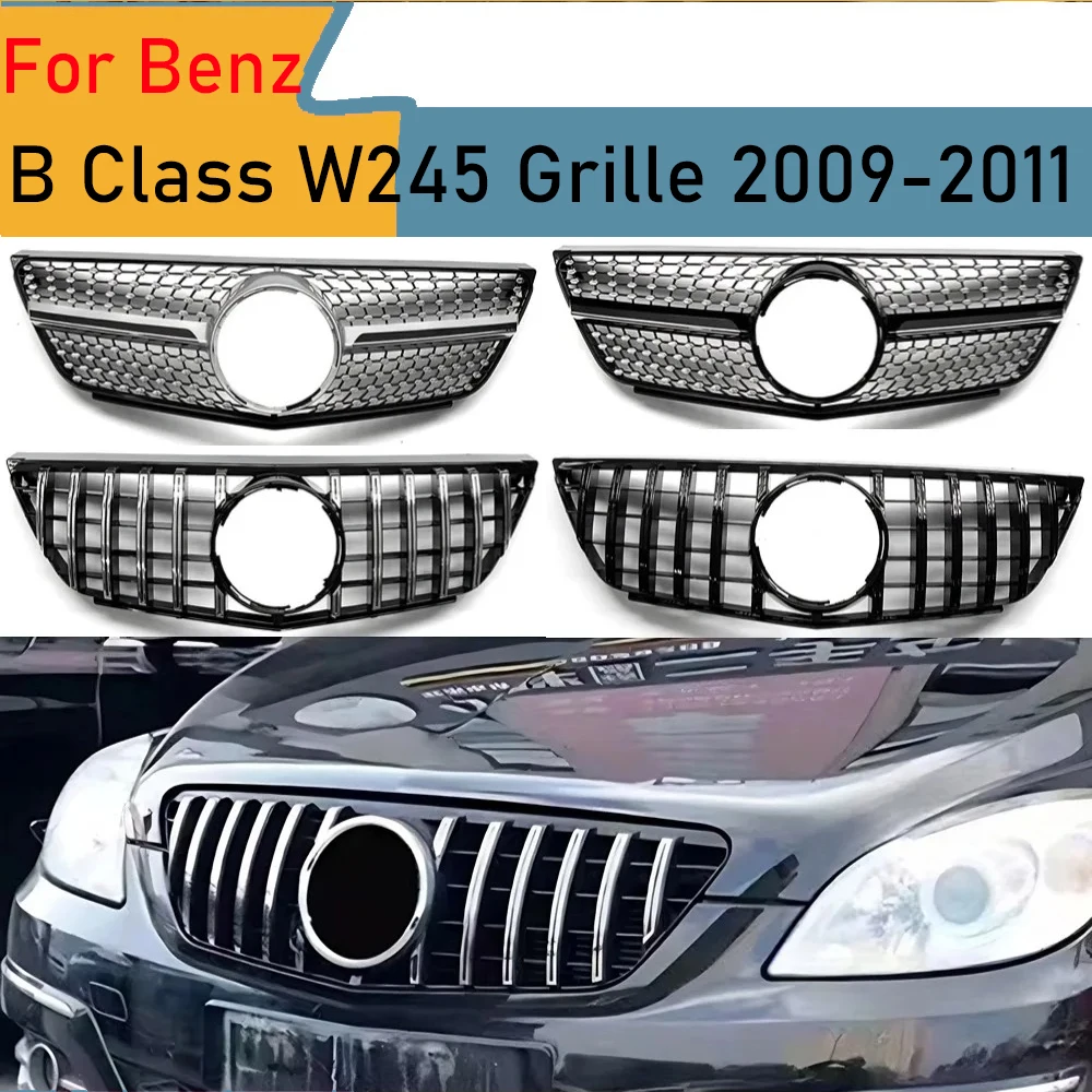 

For Mercedes B-Class W245 2009-2011 Front Grille Mesh ABS Sport Bumper Grill Cover Replacement B160 B180 B200 Tuning