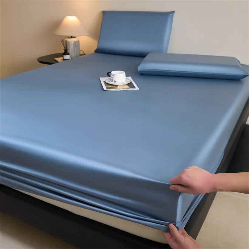 Pure Silk Fitted Sheet Solid Mulberry Silk Mattress Cover with Elastic Band Bed Cover Smooth Soft Bedding Sheets Customized Size