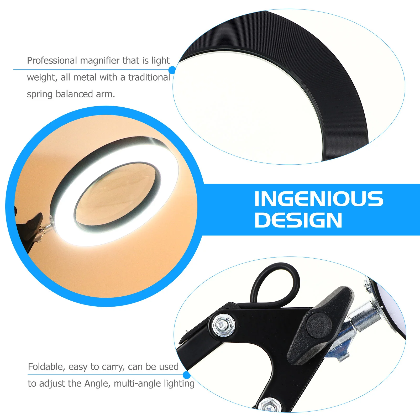 1Set LED Magnifying Lamp 5X Magnifier with Natural Light Protection for Beauty Facial Use Shadow Free Multi Angle Lighting