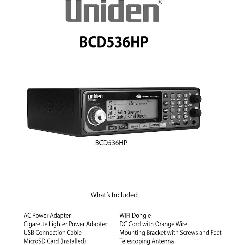 Uniden-escáner Digital BCD536HP para el hogar, dispositivo de escaneo móvil con HPDB, Wi-Fi y (BC20) Bearcat 20, Stage 2