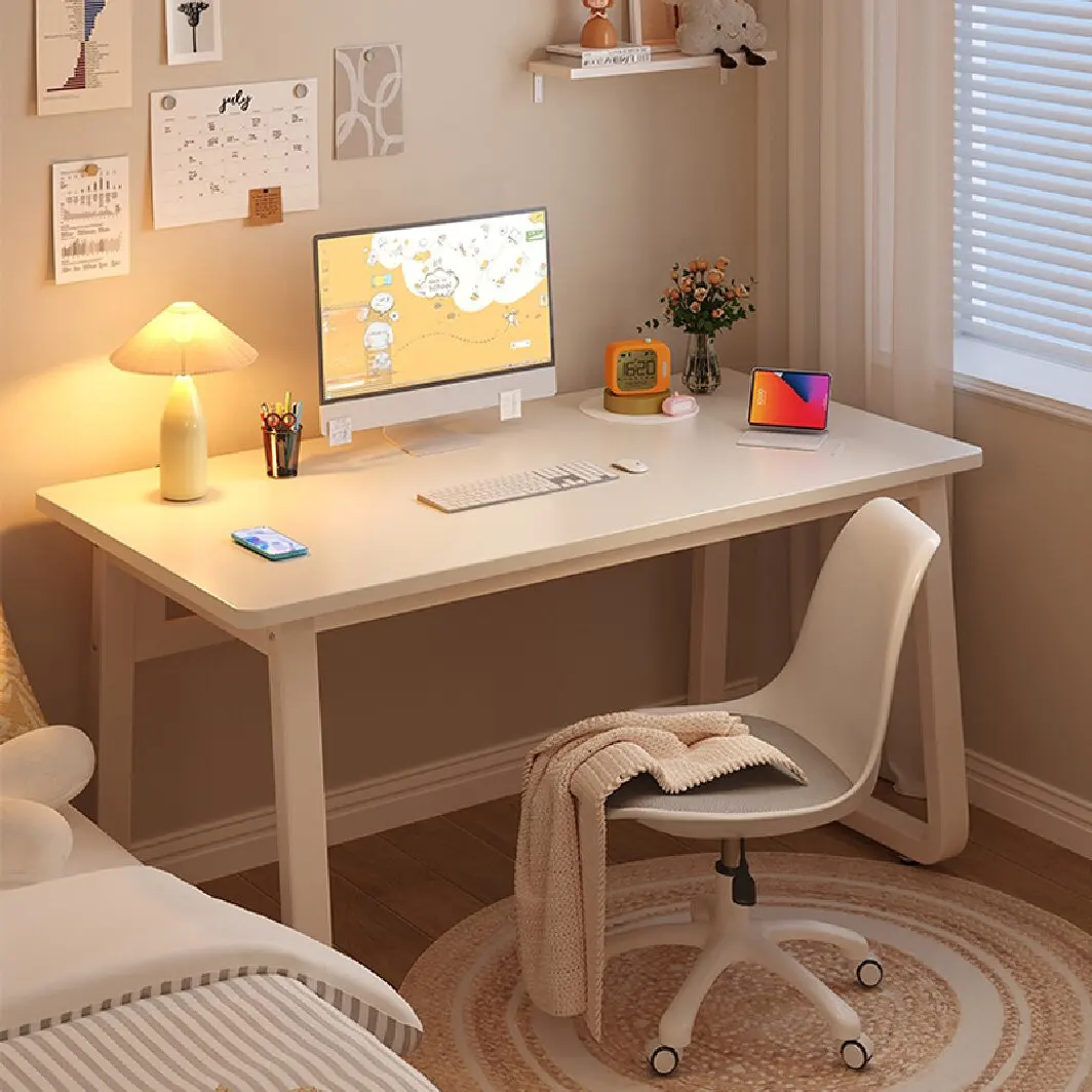 Escritorio para computadora, escritorio moderno de estilo simple para oficina en casa, mesa de escritura pequeña blanca, escritorio de trabajo esquinero para estudio para dormitorio