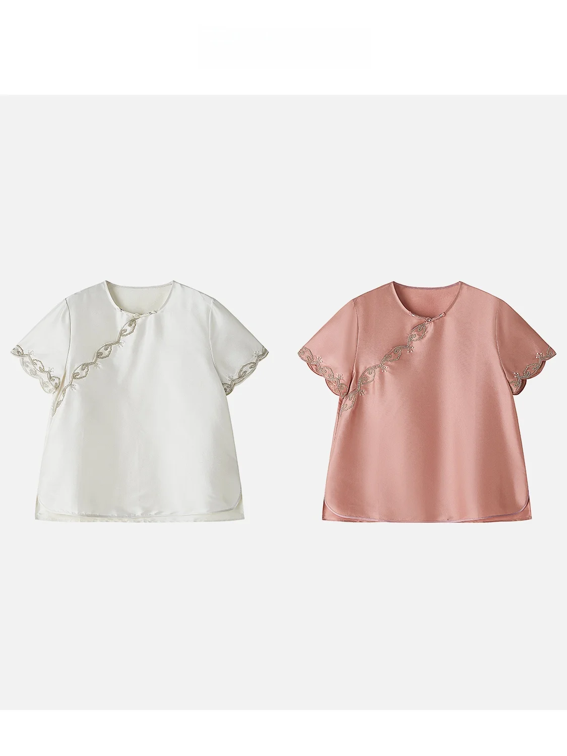 

Двусторонний шелковый атласный топ с вышивкой бисером JINGJING2025, новый удобный женский топ из мягкого шелкового шифона