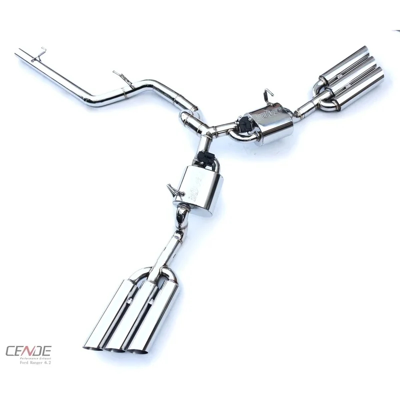 Elite CENDE Active Sound Valvetronic Control Stainless Catback Exhaust Carbon Fiber Tips Mirror Polished F-150 Racing Tuning Kit
