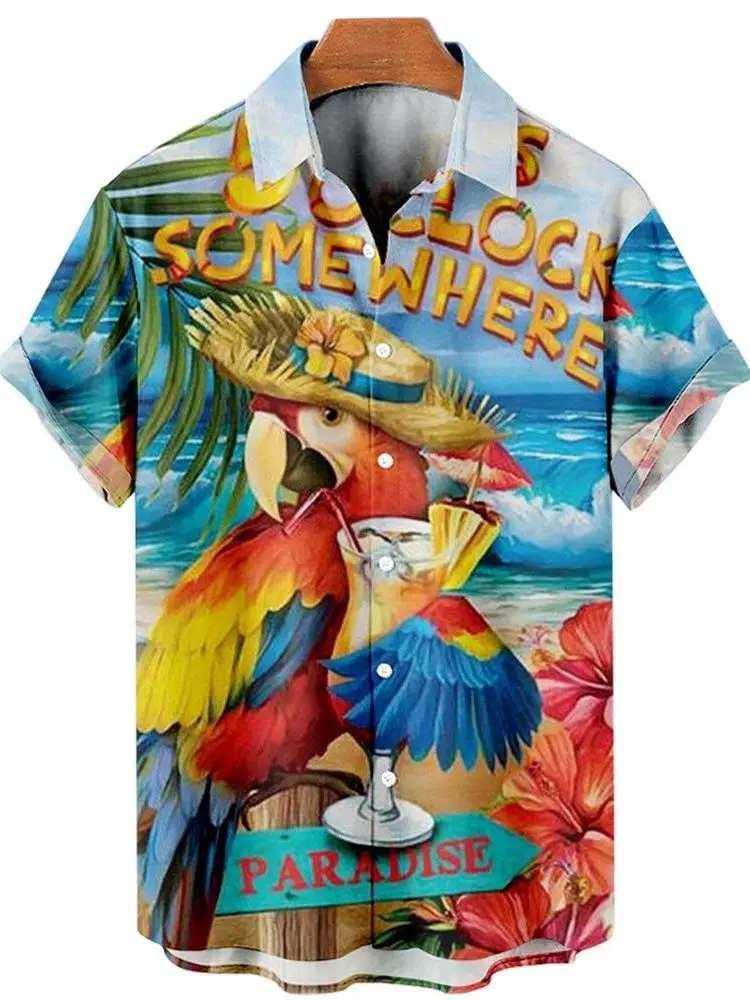 

Casual Printed ort Sve irt Turn-down Collar 3D Print Lapel Summer Youth Faion Loose Fit M irt European Simple S...