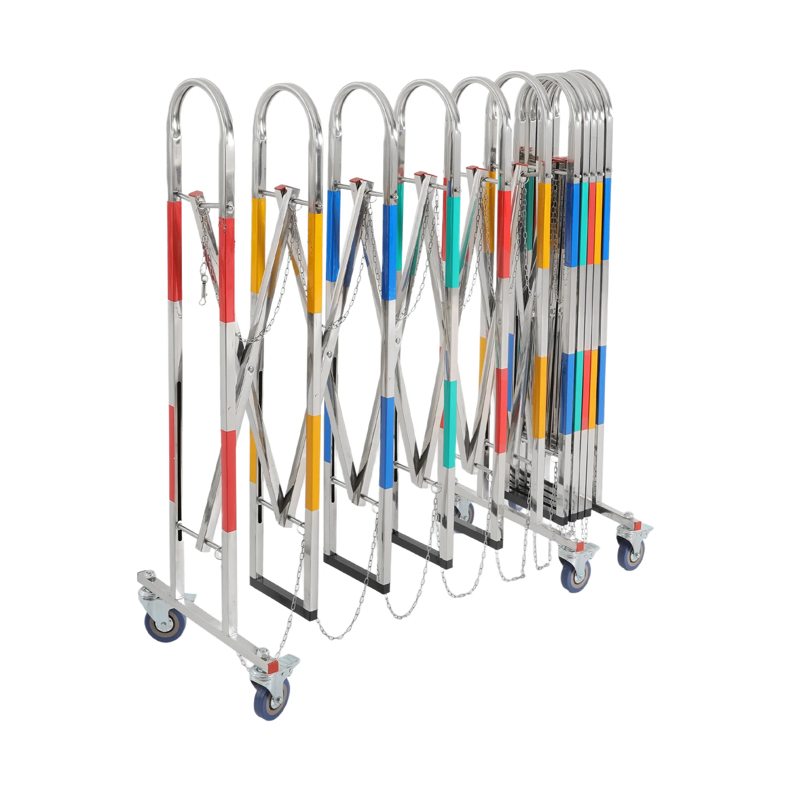 حاجز أمان ملون قابل للتوسيع، حاجز أمان محمول مع عجلات لإنشاء حاجز أمان مؤقت حول الممرات