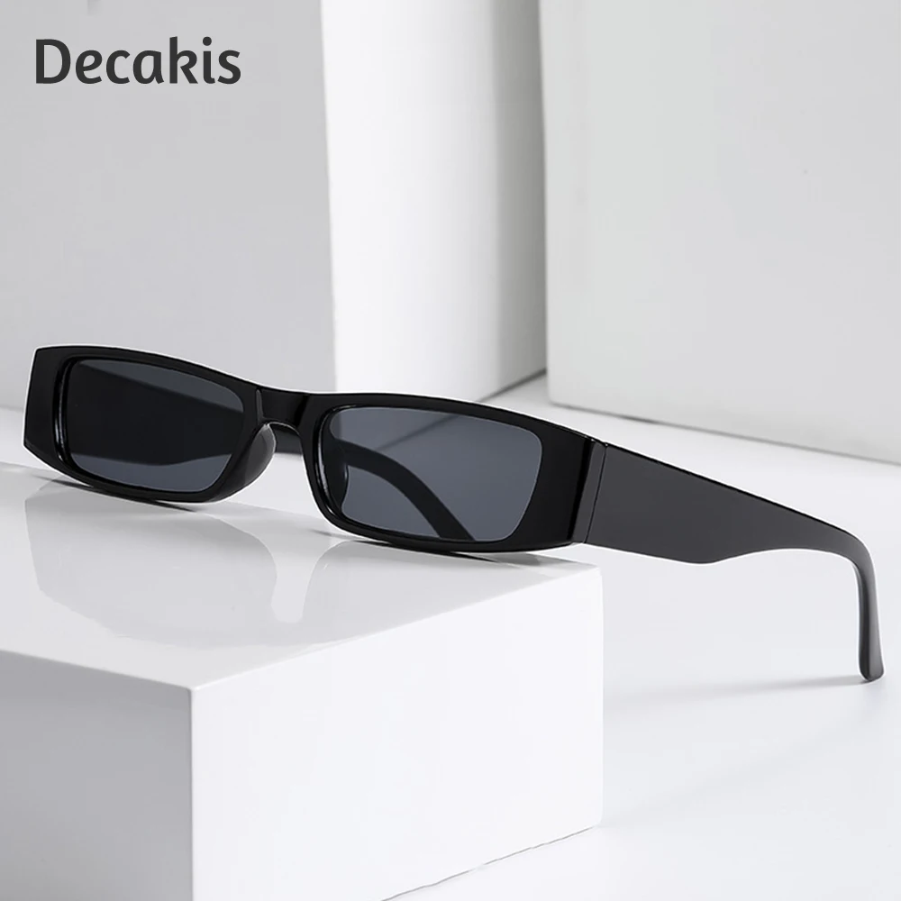 

Men's Fashion Rectangle Sunglasses Vintage Small Frame PC Lens UV400 Protection Retro Black Shades Eyewear for Driving Outdoor