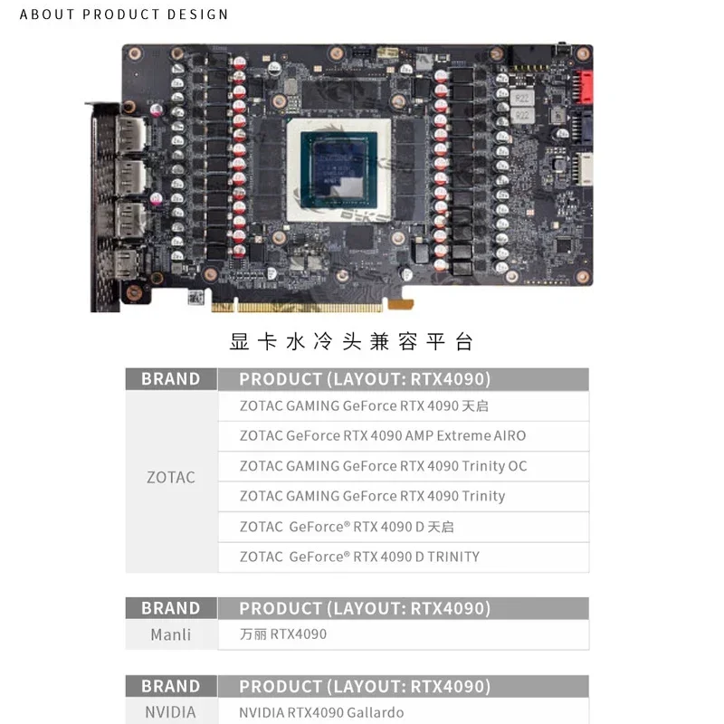Bykski N-ST4090TQ-X-V4 وحدة معالجة الرسومات كتلة الماء لـ ZOTAC GAMING RTX 4090 Trinity /AMP EXtreme AIRO بطاقة الفيديو التبريد/NVIDIA RTX4090