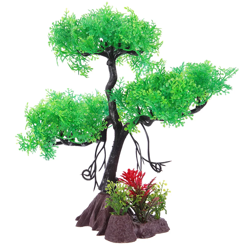 

Artificial Fish Tank Plants Decor Plastic Tree Aquarium Ornament Lifelike Textured Details Hideout Fish Accessories