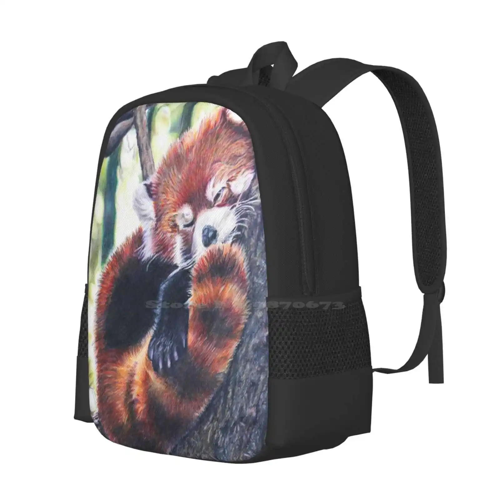 Sleeping Red Panda Drawing Backpacks For School Teenagers Girls Travel Bags Red Panda Drawing Red Panda Artwork Red Panda