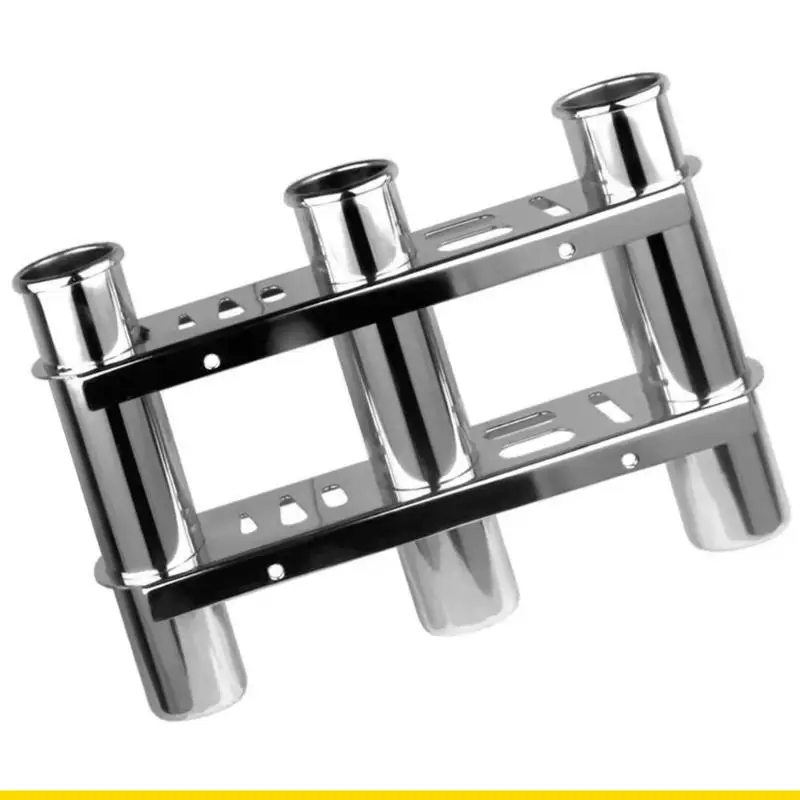 

SZCH Heavy Duty Steel Fishing Rod Rack Adjustable 3 Tube Rod Stand Holds 3 Poles Quick Installation for Boat & Marine Use