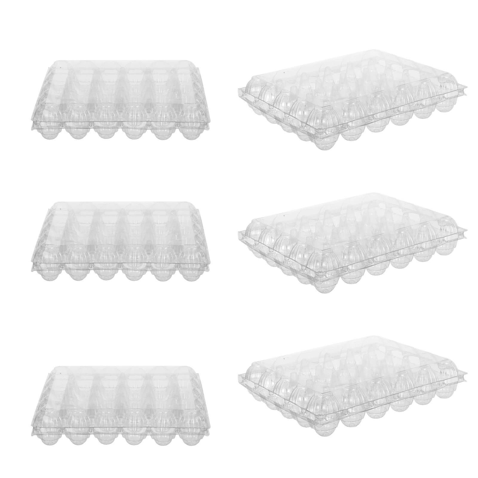 

6pcs 30 Eggs Cartons Transparent Trays Sturdy Stackable SpaceSaving Kitchen Storage Reusable Containers ganizer Plastic