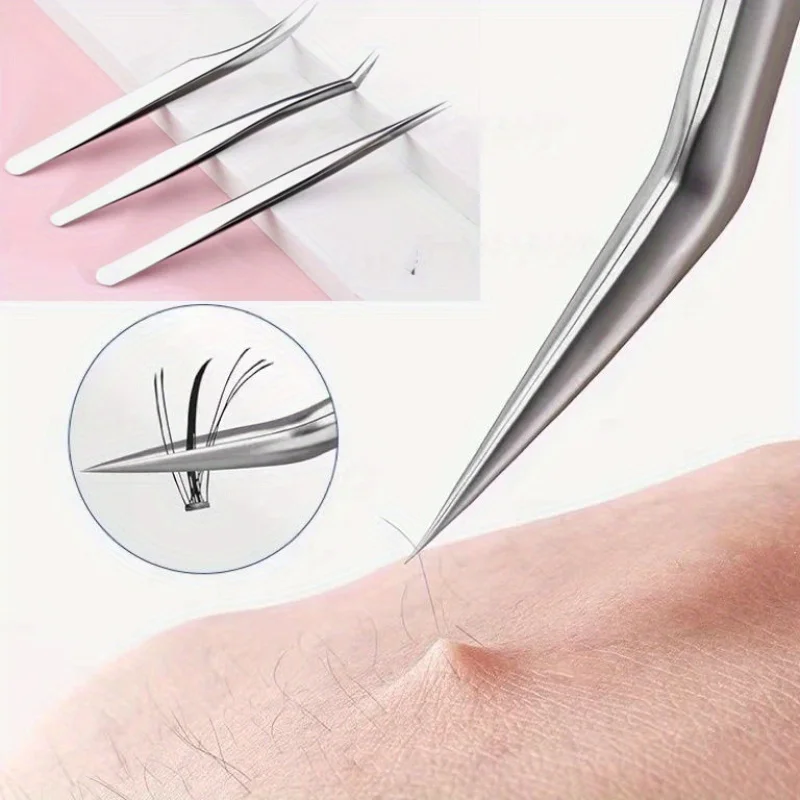 แหนบสแตนเลสสำหรับต่อขนตาปลอม, แหนบต่อขนตาสำหรับช่างต่อขนตา, แหนบต่อขนตาแบบขนนกสีทอง ของขวัญ