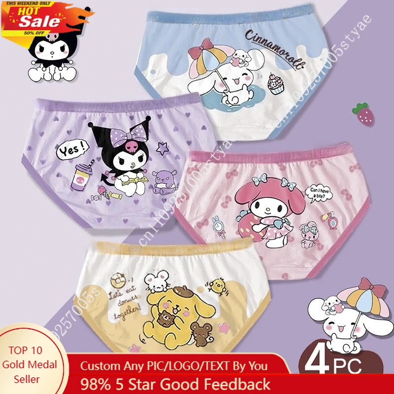 

Kuromi My Melody 4PC Children's Underwear Girls' Thong Underwear