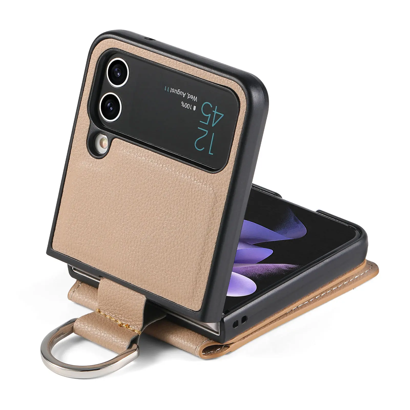 Vertical Cards Solt Magnetic Wallet Ring Holder Leather Case for Samsung Galaxy Z Flip 8 7 FE 6 5 4 Flip4 5G Zflip4 Stand Cover
