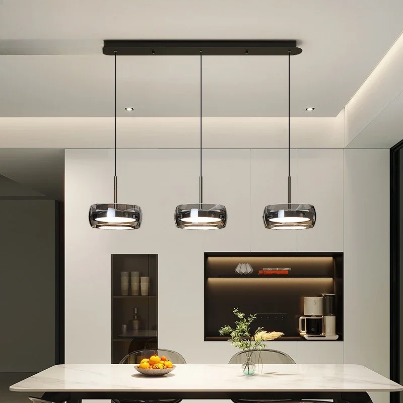 Dining table light premium sense light luxury minimalist glass three-head bar dining room Zhongshan
