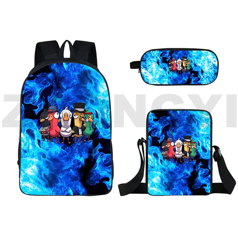 

Cartoon Goose Goose Duck 3D Backpacks Men Vintage Laptop Rucksack Big School Bags for Girls 3 Pcs/Set Female Fashion Book Bag