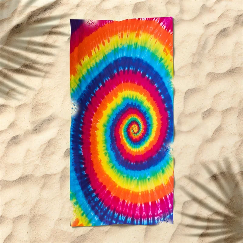 1pcs Rainbow Swirl Microfiber Beach Towel Absorbent Swimming Towel Lightweight Quick Drying Pool Towel Perfect for Men and Women