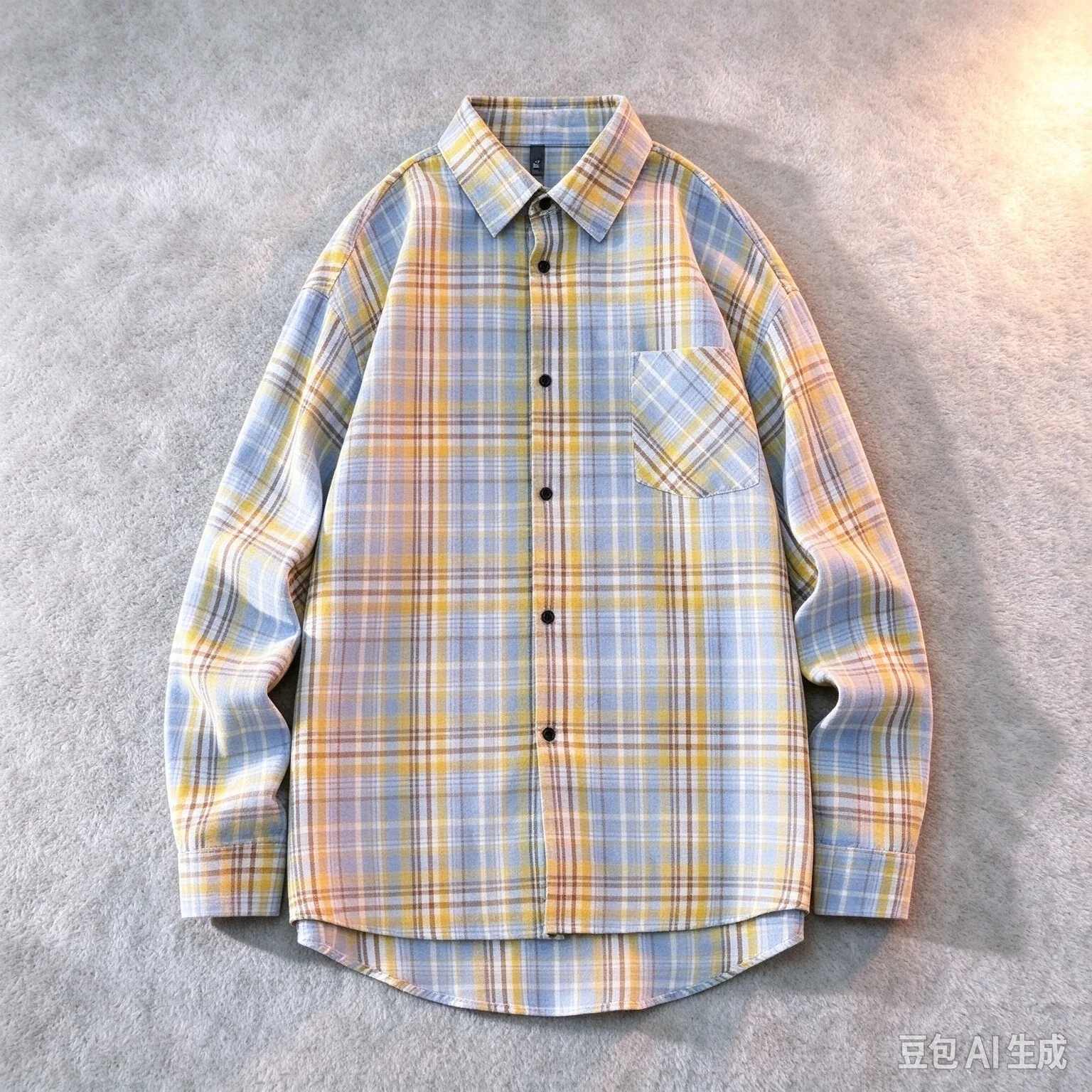 Long Sleeve Plaid Shirt Men Casual Loose Flannel Checkered Shirts with Chest Pocket Autumn Daily Wear Oversized Button‑Up Blouse