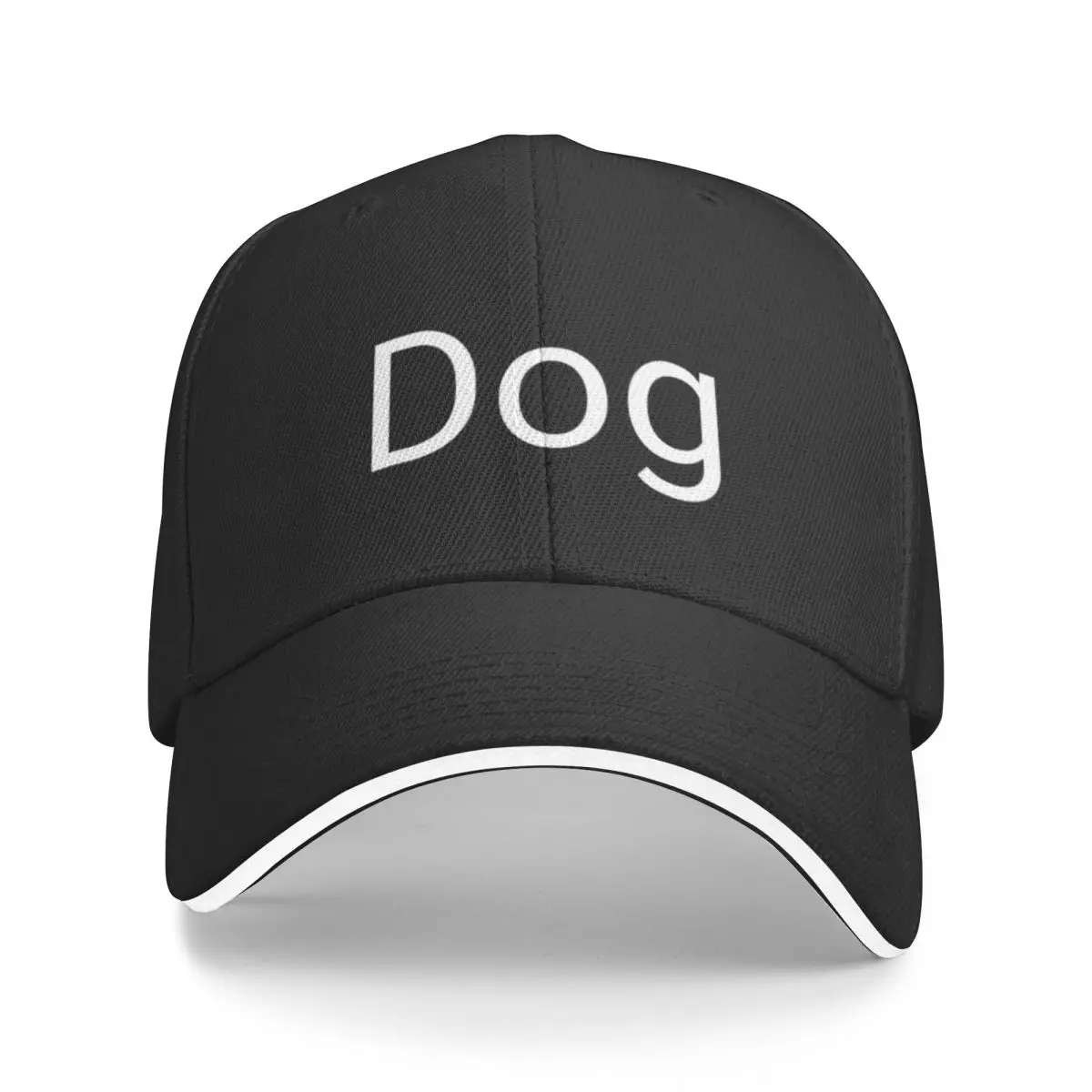 The Word Dog One Word K9 Doggo Pup Minimalism Simple Text Plain Letters Boring Black And White Font A Baseball Caps Hat