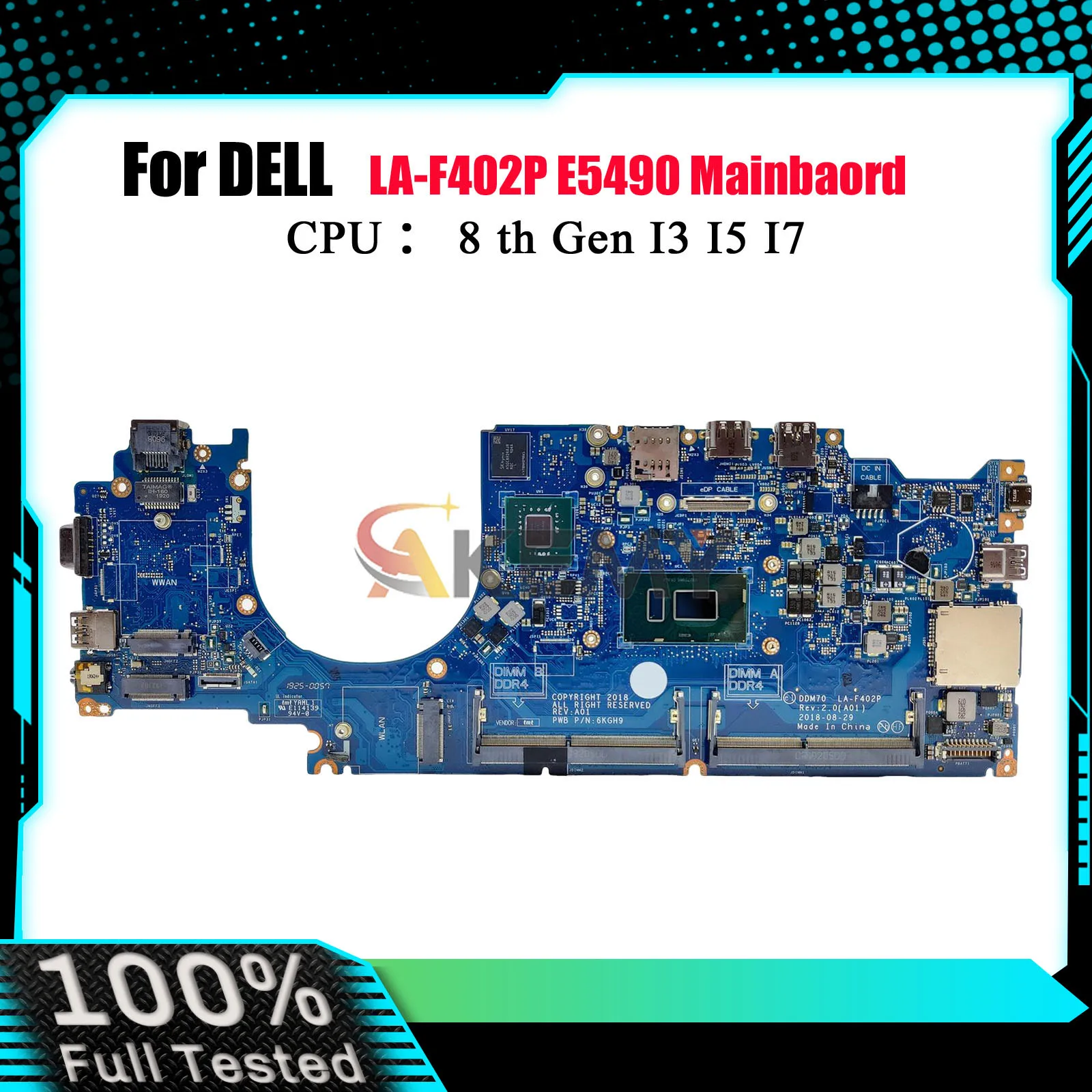 

Notebook Mainboard LA-F401P For Dell Latitude E5490 i3 i5 i7 7th 8th Motherboard 0C08DH 0M71FV 0NJFT2 08KN1W 100% Fully Tested