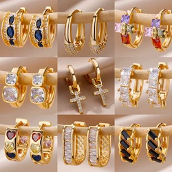 Pendientes de acero inoxidable para mujer, aretes en cruz de Color dorado, Piercing de tendencia, joyería de regalo de Navidad, 2023