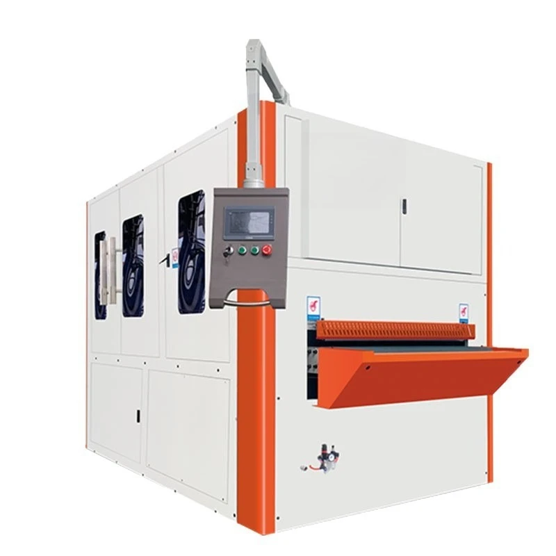 Metal deburring machine, belt drawing machine, surface polishing equipment