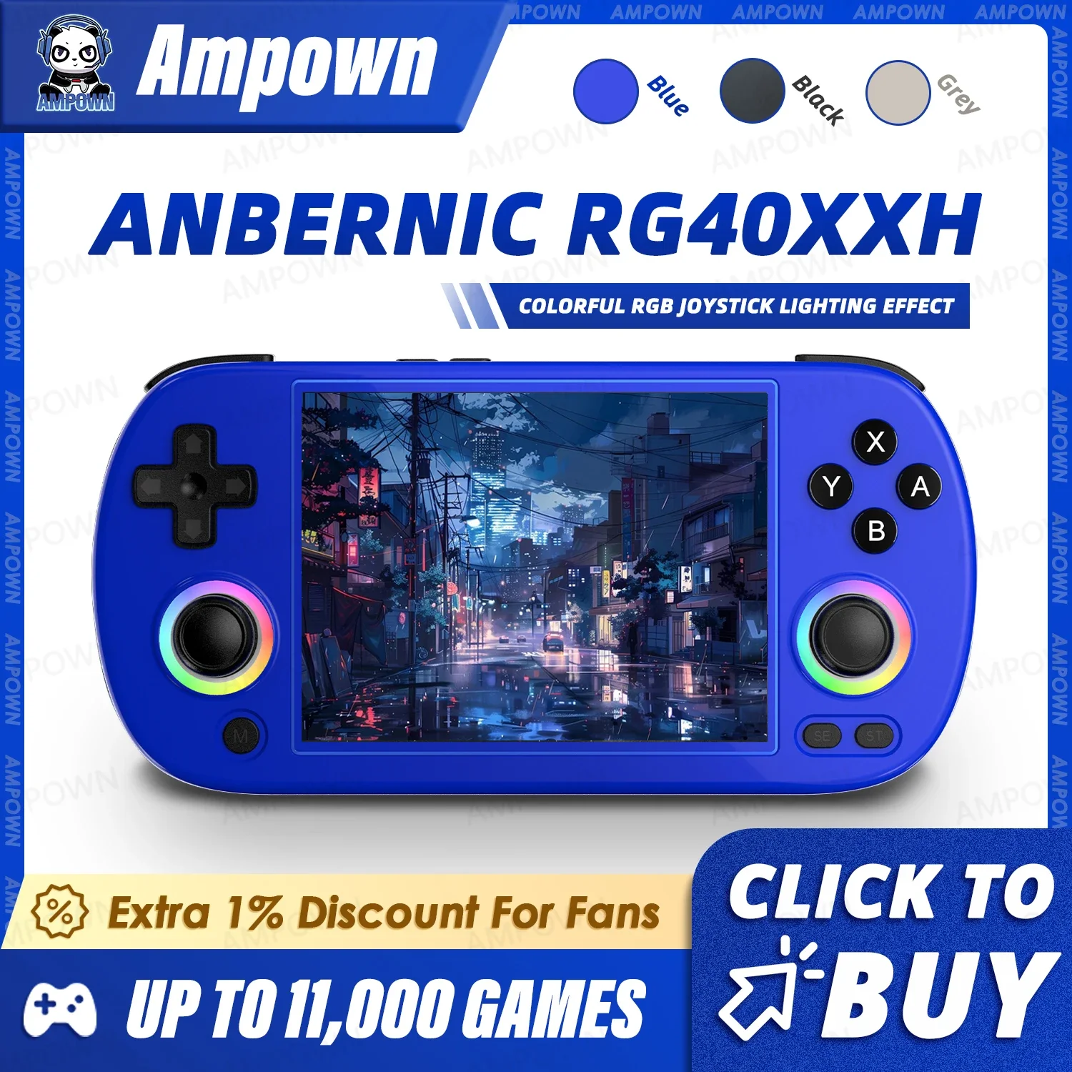 ANBERNIC RG40XX H Handheld Game Console 4'' Screen Linux System Joystick RGB Lighting Effect RG40XXH Video Player Trimui Console