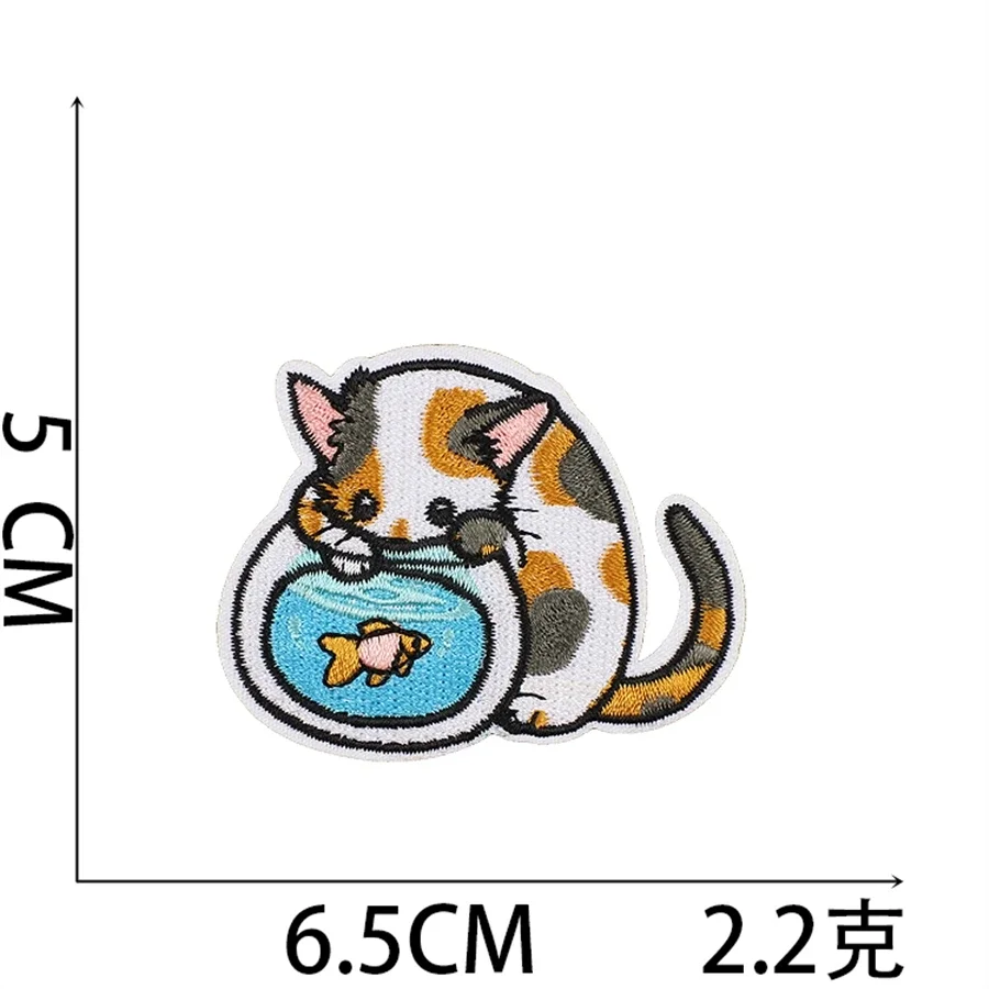 Parche bordado para planchar, parches para ropa, bolsillo, pegatinas para ropa de gato, costura de tela, aplique adhesivo térmico Fusible