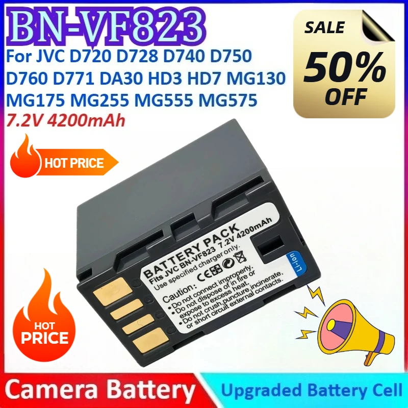 

4200mAh 7.2V BN-VF823 Camera Battery+Charger for JVC D720 D728 D740 D750 D760 D771 DA30 HD3 HD7 MG130 MG175 MG255 MG555 MG575