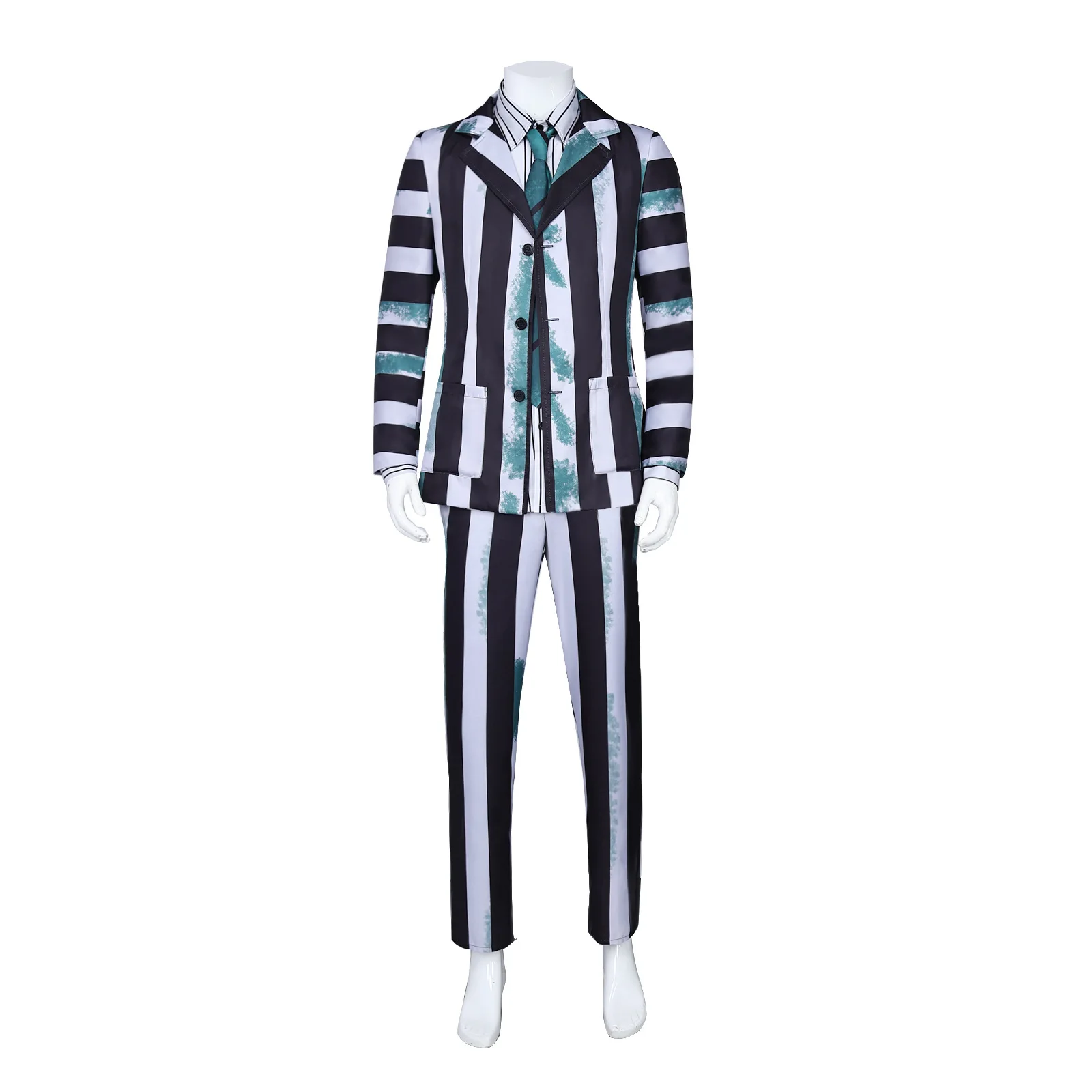 Lydia Cosplay Costume Michael Keaton Striped Suit Outfit From 1988 Tim Burton Movie Halloween Cosplay Set - view 2
