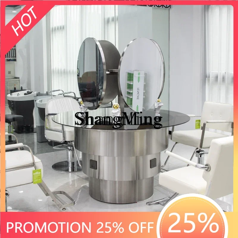 

SM floor-to-ceiling hair salon, mirror can be lifted and lowered high-end barber shop mirror table, special perm and dyeing ,